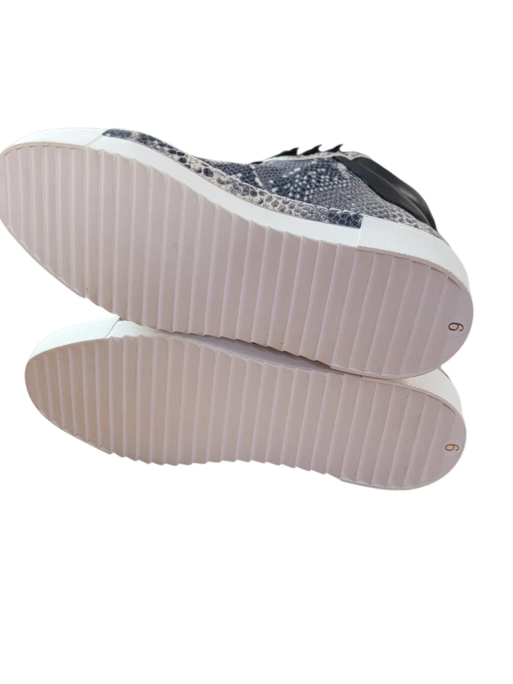 CECELIA NEW YORK Snake-Print Embossed Leath High-Top Sneakers in Black and White